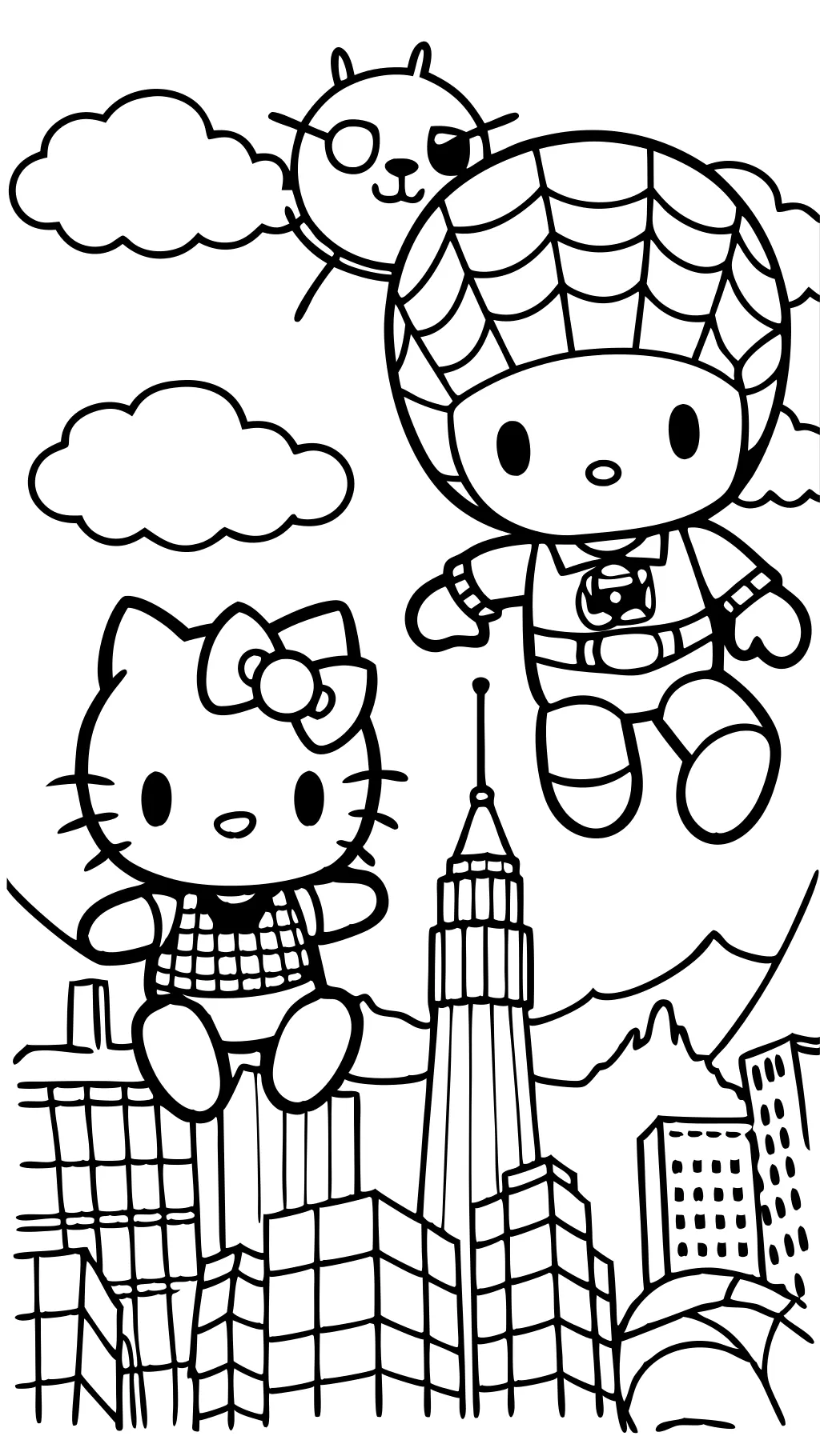 spiderman hello kitty coloring pages